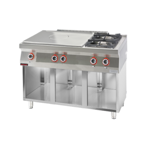 700.KG-2/I-800.S Solid Top gazowy chromowany 800 mm + 1x4,5kW + 1x7,5kW na podstawie szafkowej otwartej - obrazek 1